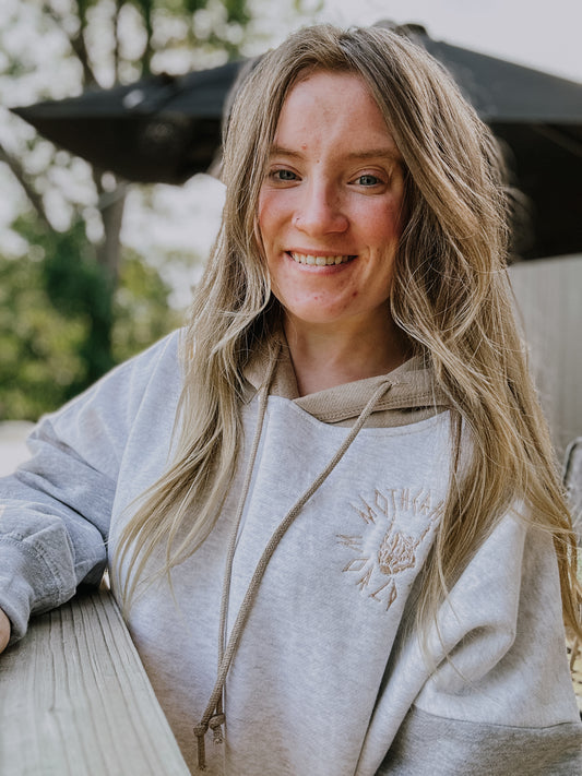 MWT Tan/Grey Colorblock Hoodie